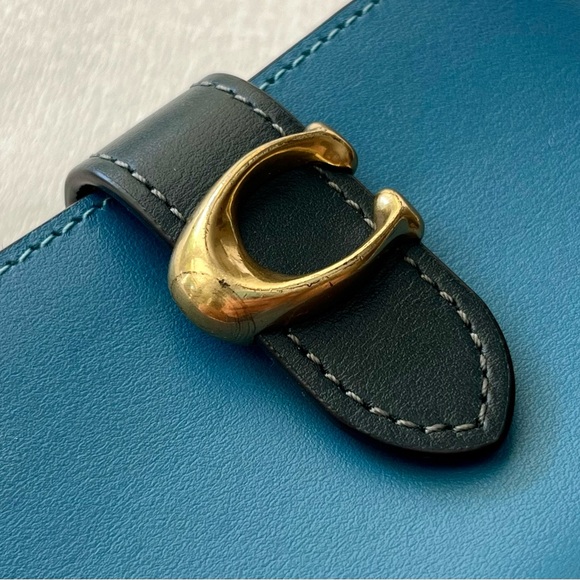 Coach blue tabby gradient card case holder with zipper inside pouch - Picture 4 of 12